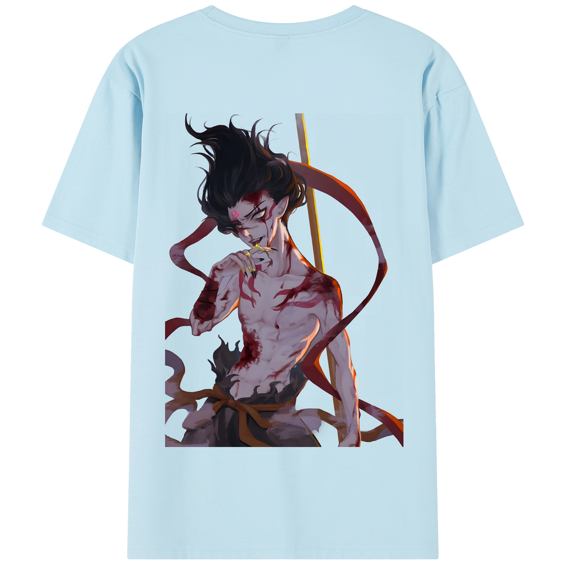（画像用） Ne Zha 2 ナタ 魔童の大暴れ 綿100％半袖Tシャツ（背面プリント）
